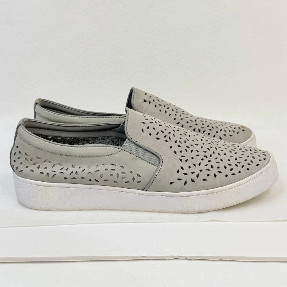 Vionic Womens Splendid Midi Perf Slip On Casual Sneakers Gray Nubuck Size 9